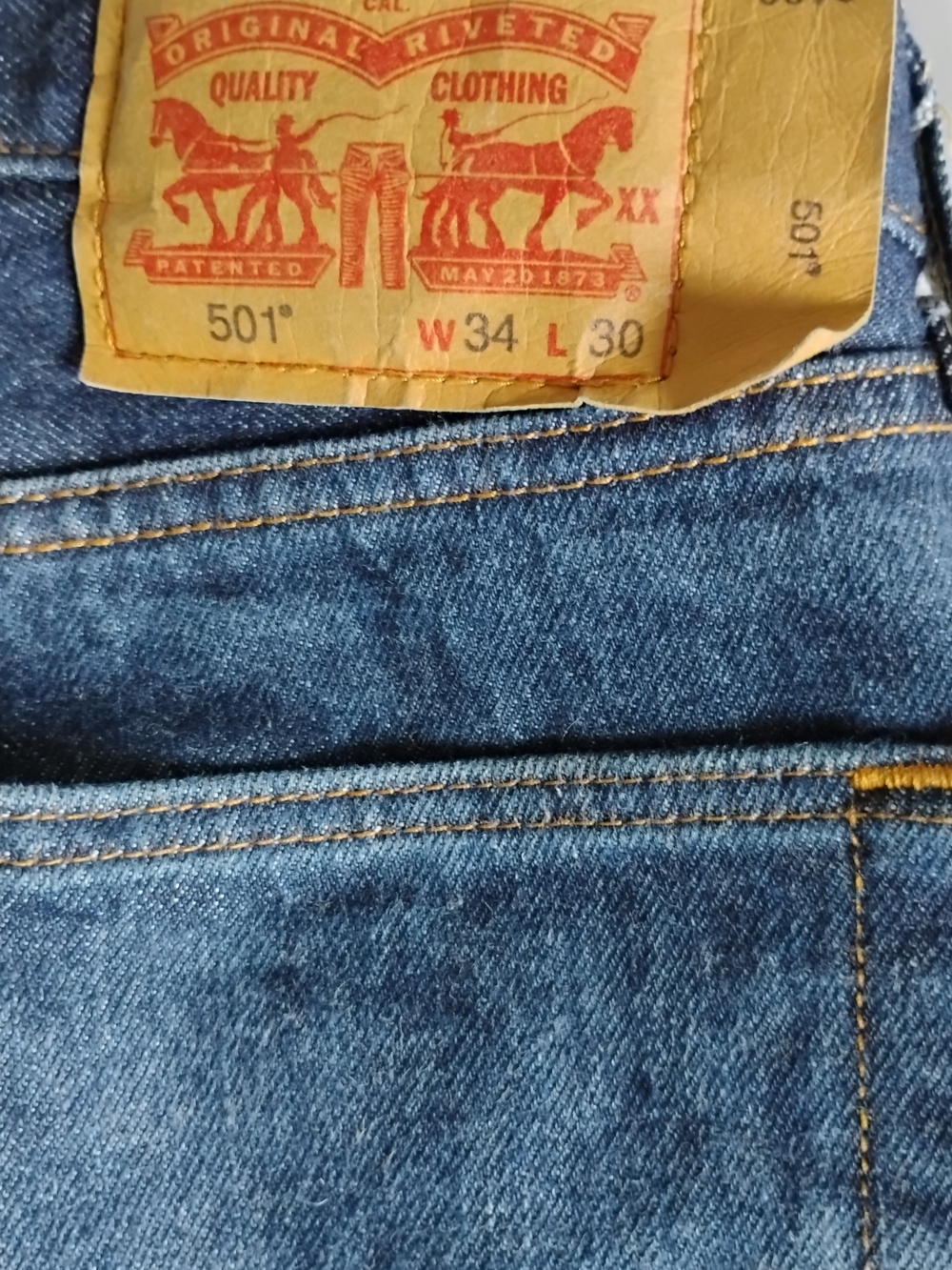 Levi's Straight Men’s Jeans in Indigo Blue 501 W34 L30